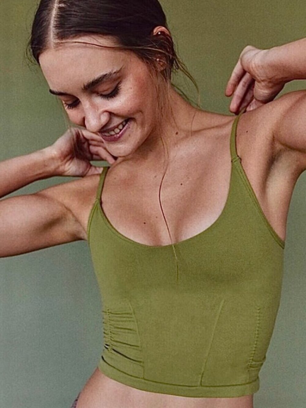 Free People Good Karma Ruched Crop Tank